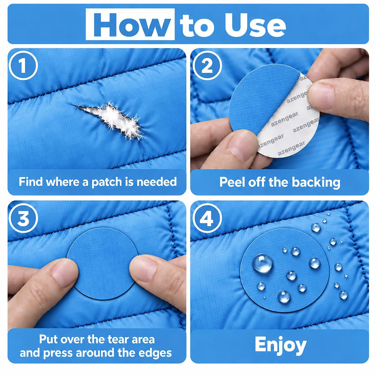 Self-Adhesive Puffer Jacket Repair Patches (30+ Colours) - aZengear