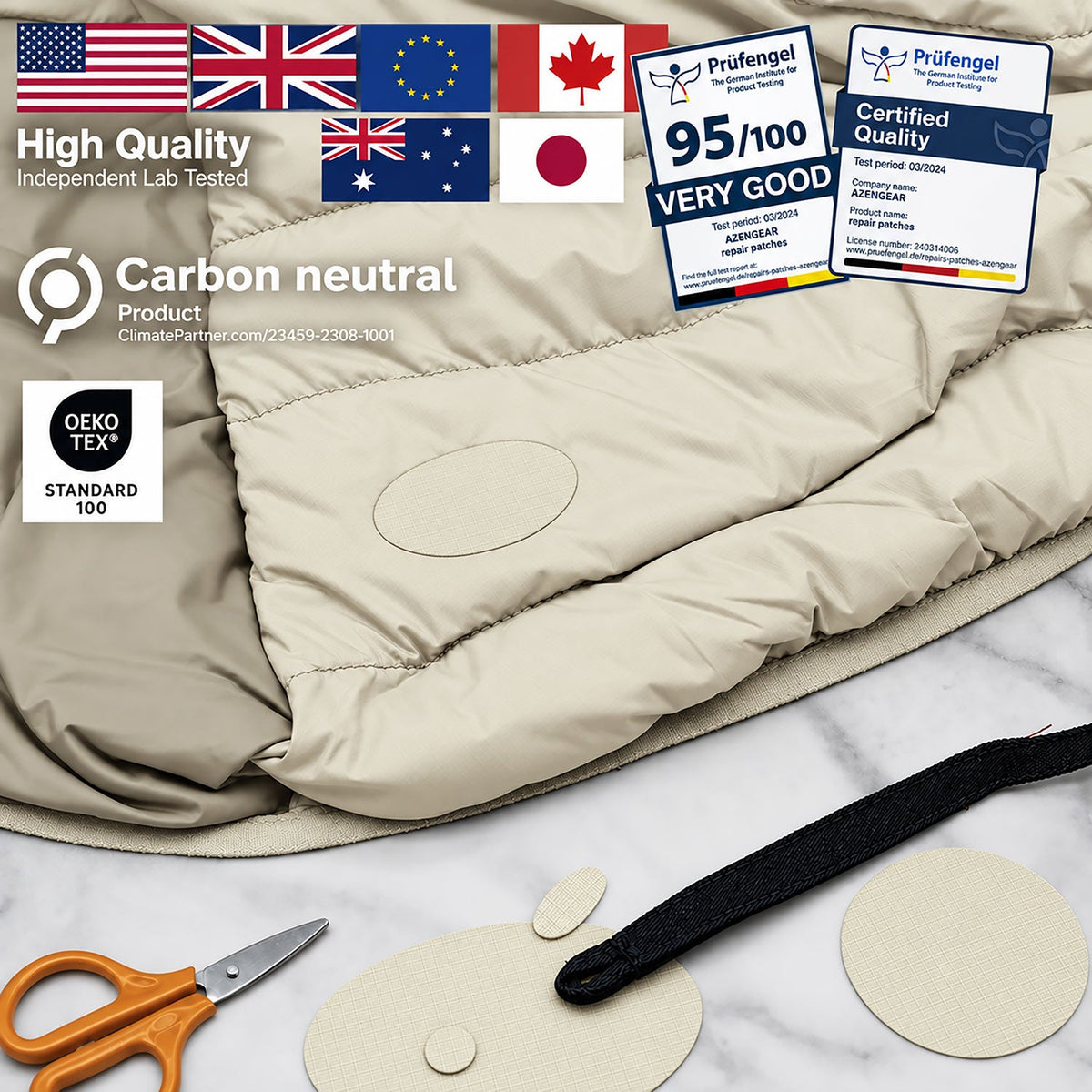 Self-Adhesive Puffer Jacket Repair Patches (30+ Colours) - aZengear
