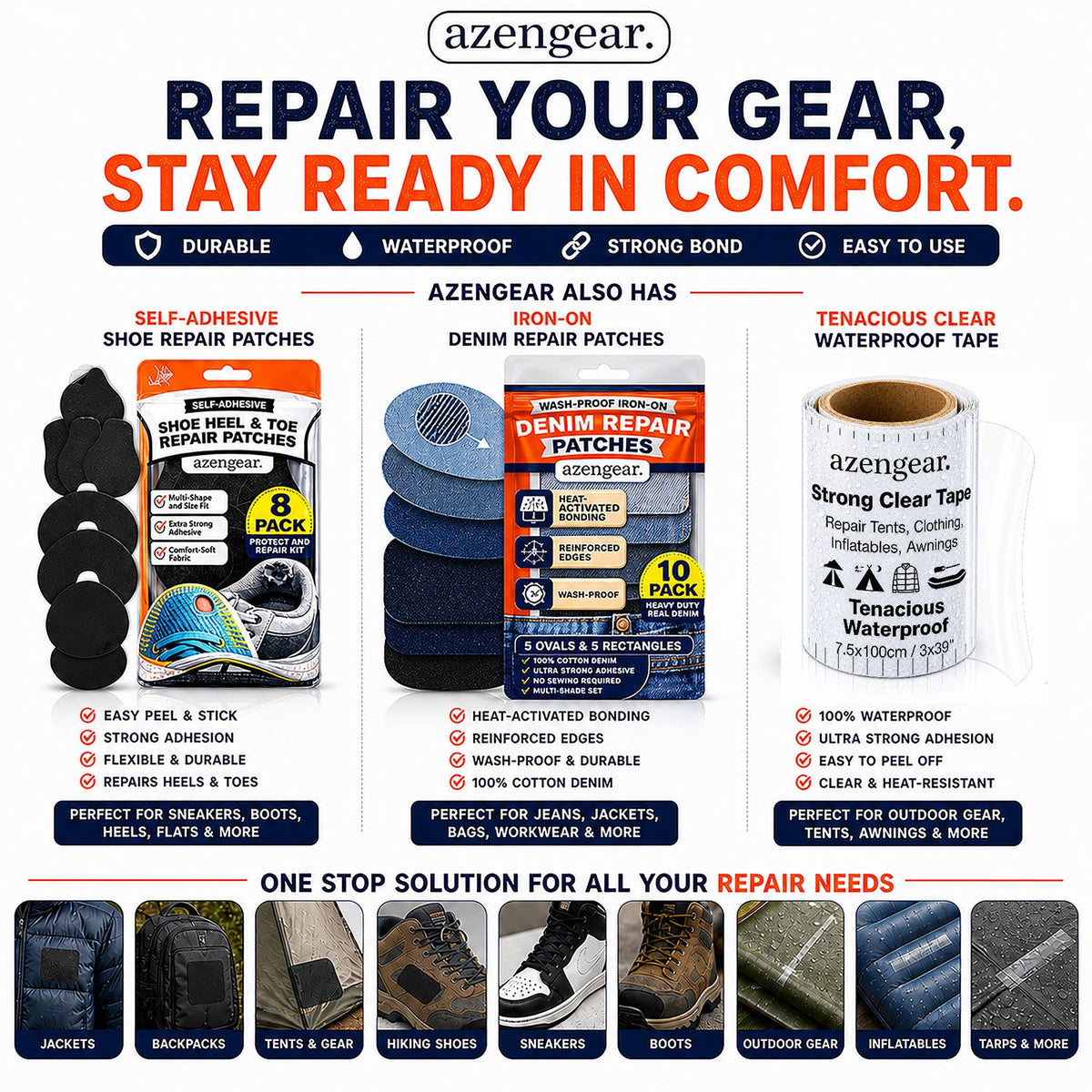 Self-Adhesive Puffer Jacket Repair Patches (30+ Colours) - aZengear