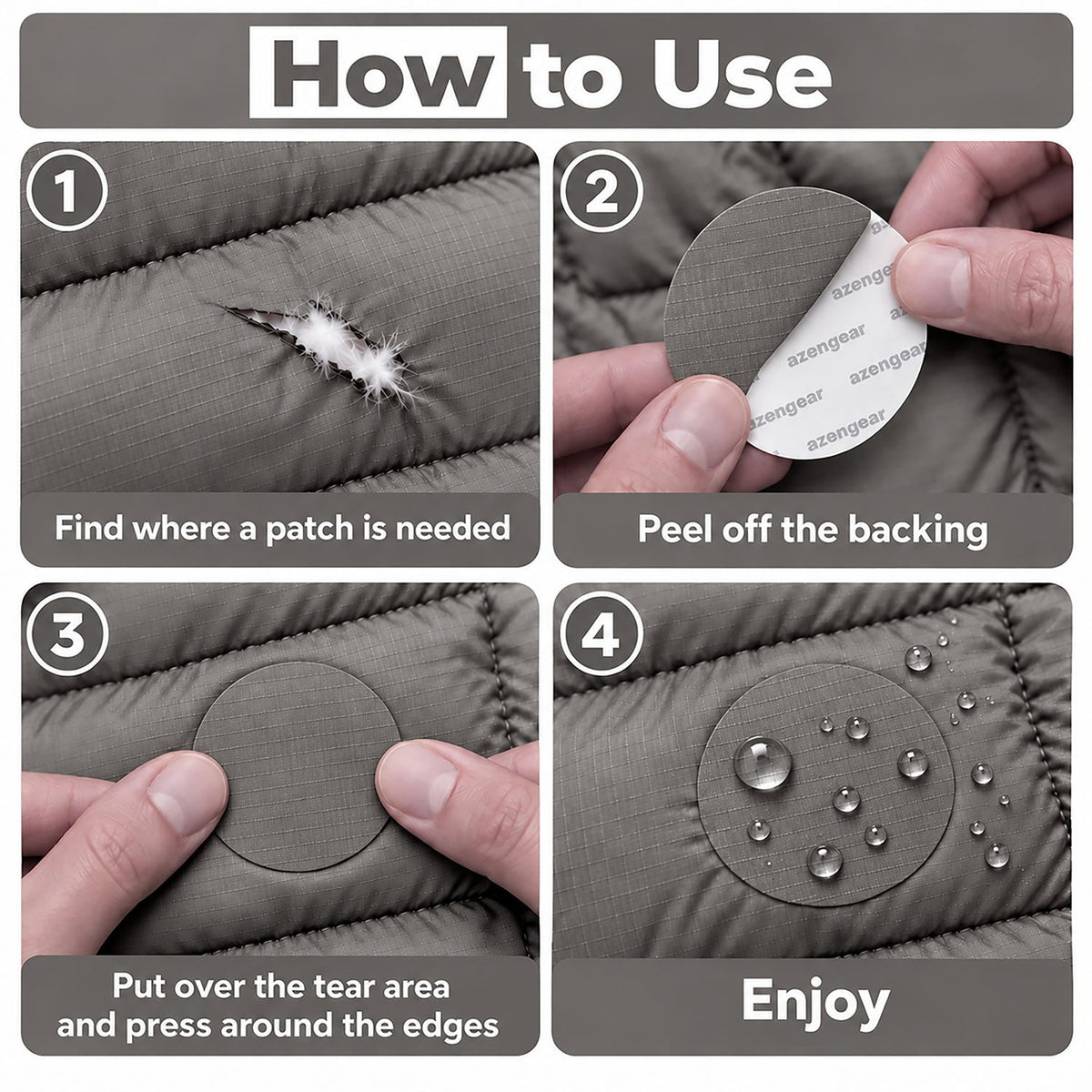 Self-Adhesive Puffer Jacket Repair Patches (30+ Colours) - aZengear