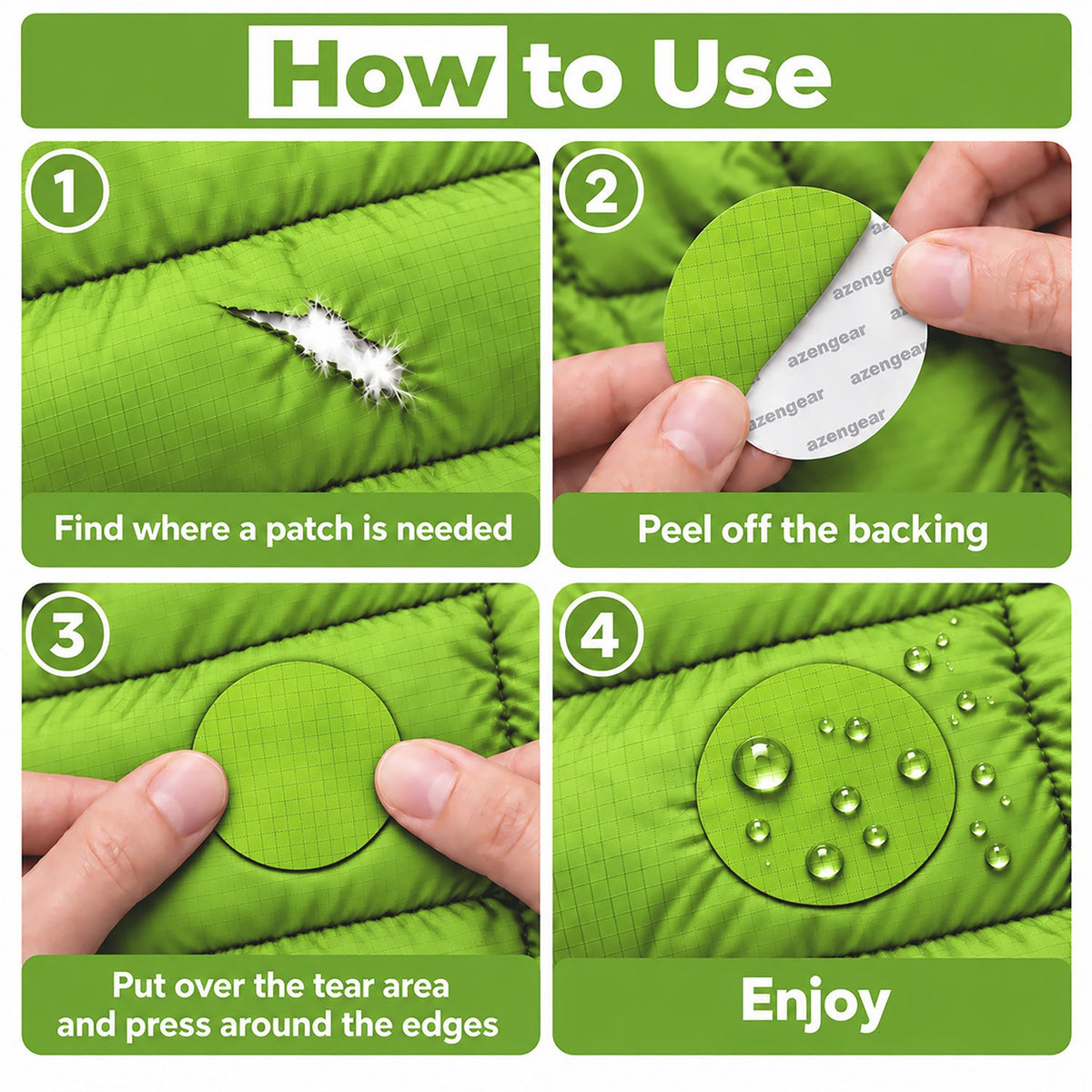 Self-Adhesive Puffer Jacket Repair Patches (30+ Colours) - aZengear