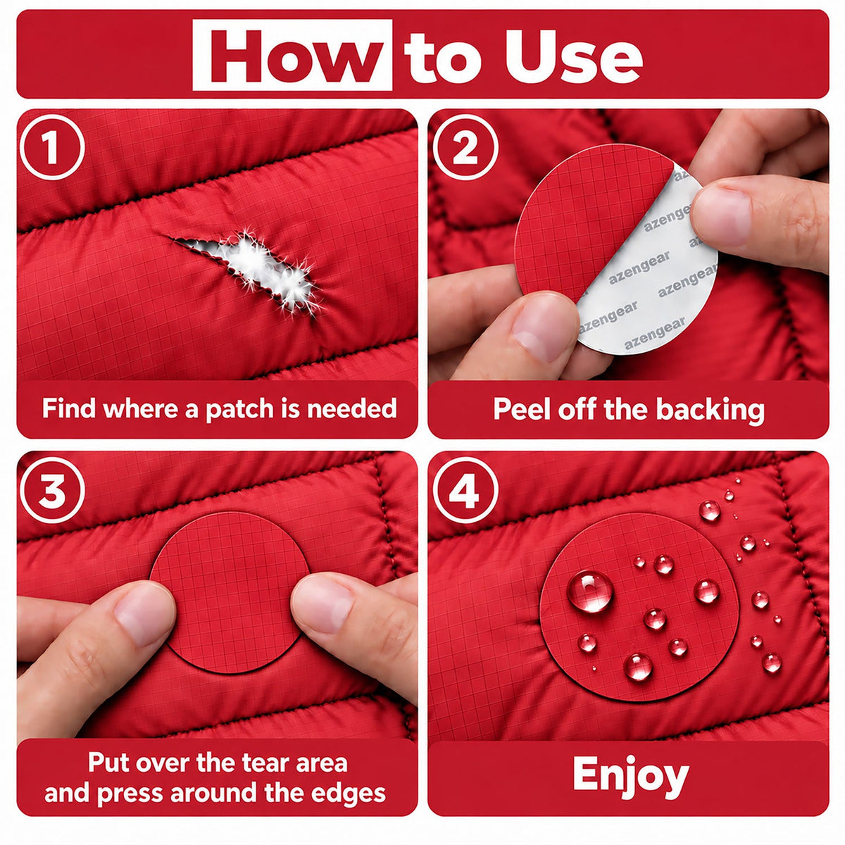 Self-Adhesive Puffer Jacket Repair Patches (30+ Colours) - aZengear