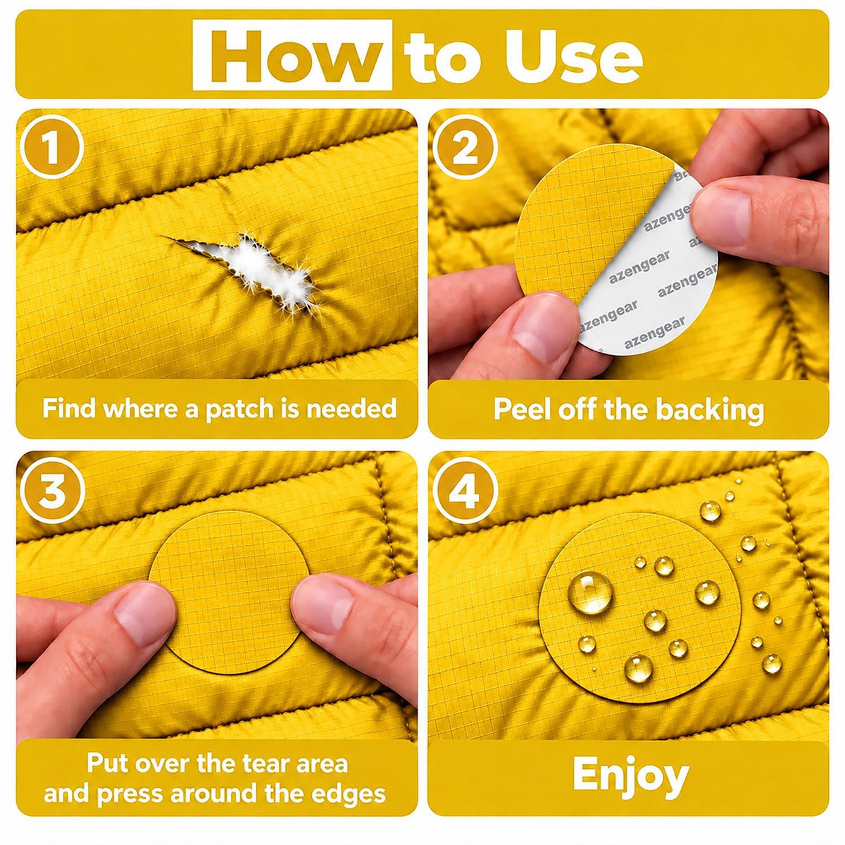 Self-Adhesive Puffer Jacket Repair Patches (30+ Colours) - aZengear