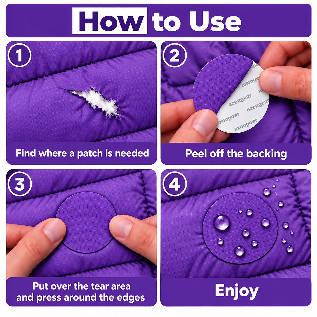 Self-Adhesive Puffer Jacket Repair Patches (30+ Colours) - aZengear