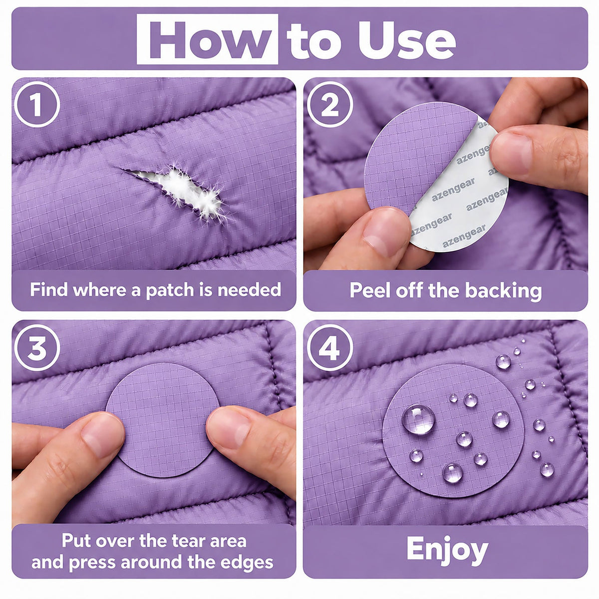 Self-Adhesive Puffer Jacket Repair Patches (30+ Colours) - aZengear