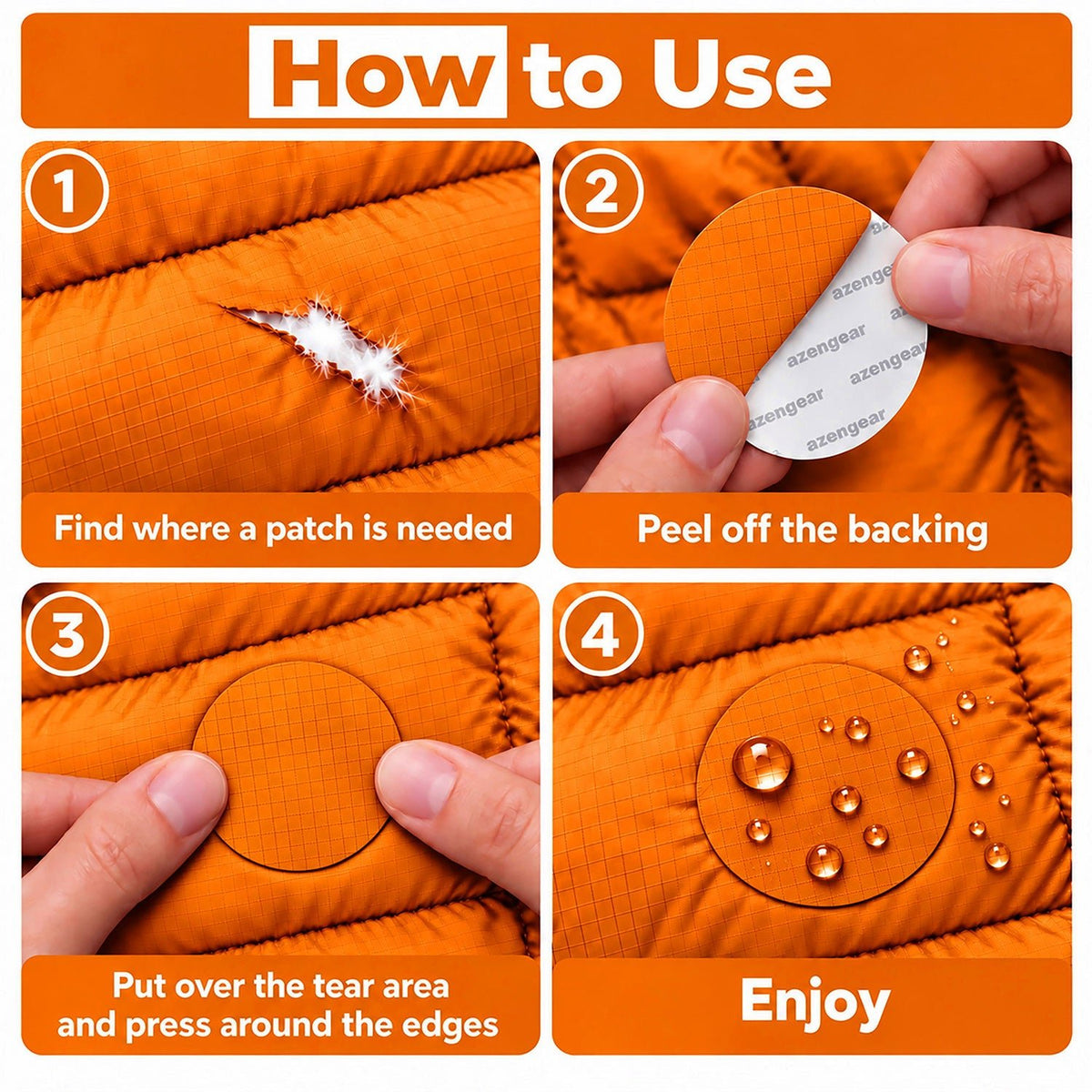 Self-Adhesive Puffer Jacket Repair Patches (30+ Colours) - aZengear