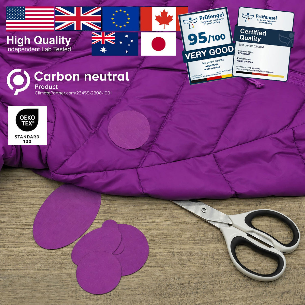 Self-Adhesive Puffer Jacket Repair Patches (30+ Colours) - aZengear