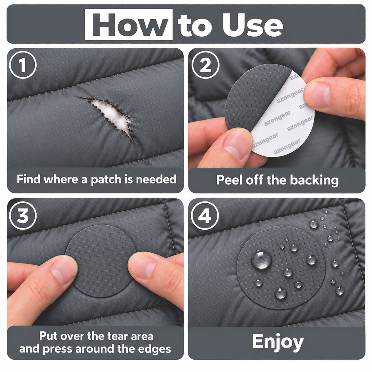 Self-Adhesive Puffer Jacket Repair Patches (30+ Colours) - aZengear
