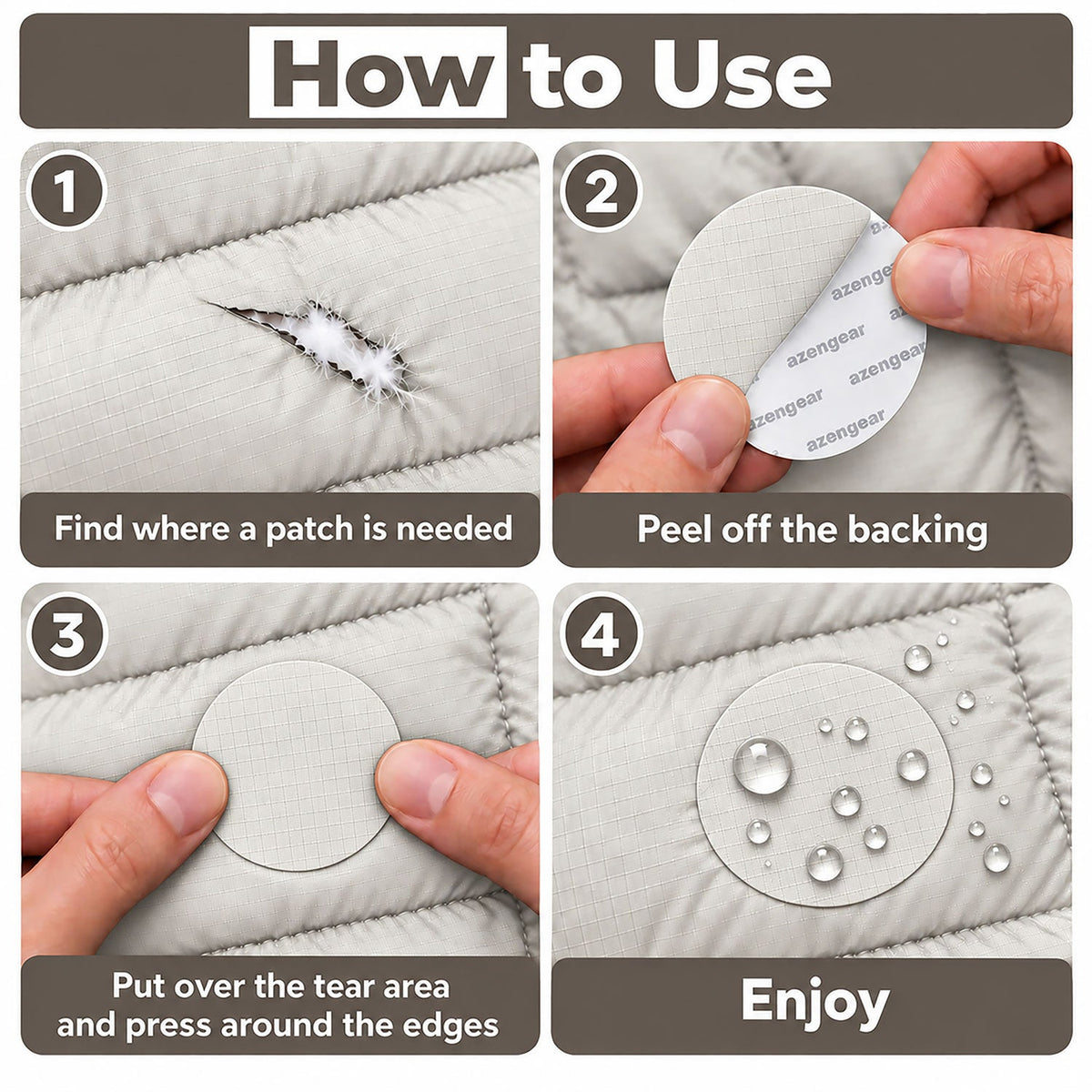 Self-Adhesive Puffer Jacket Repair Patches (30+ Colours) - aZengear