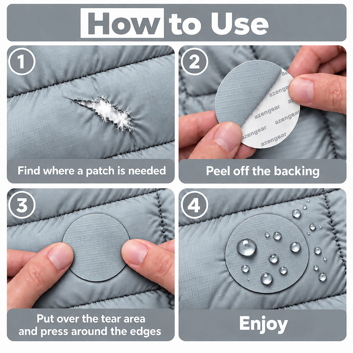 Self-Adhesive Puffer Jacket Repair Patches (30+ Colours) - aZengear
