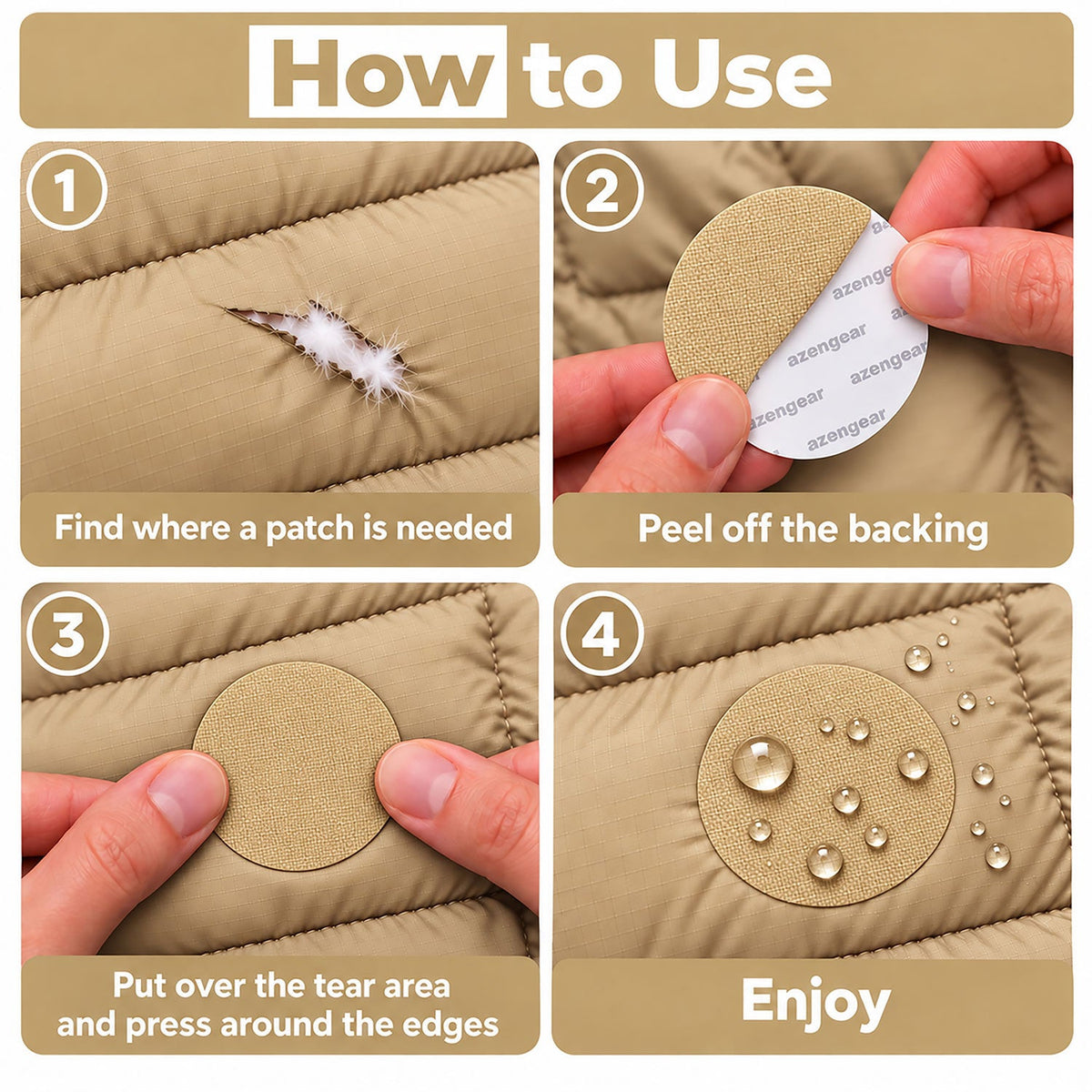 Self-Adhesive Puffer Jacket Repair Patches (30+ Colours) - aZengear