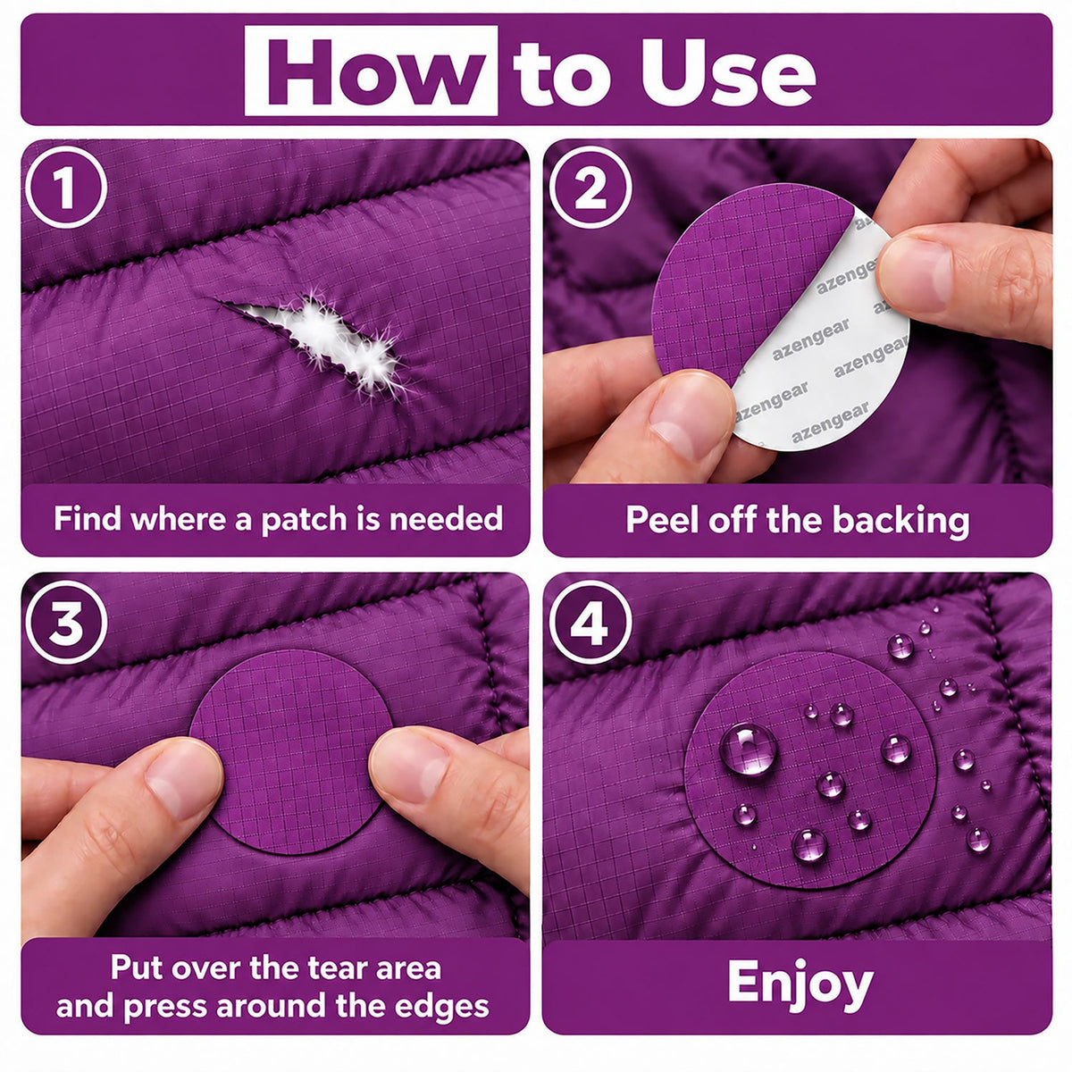 Self-Adhesive Puffer Jacket Repair Patches (30+ Colours) - aZengear