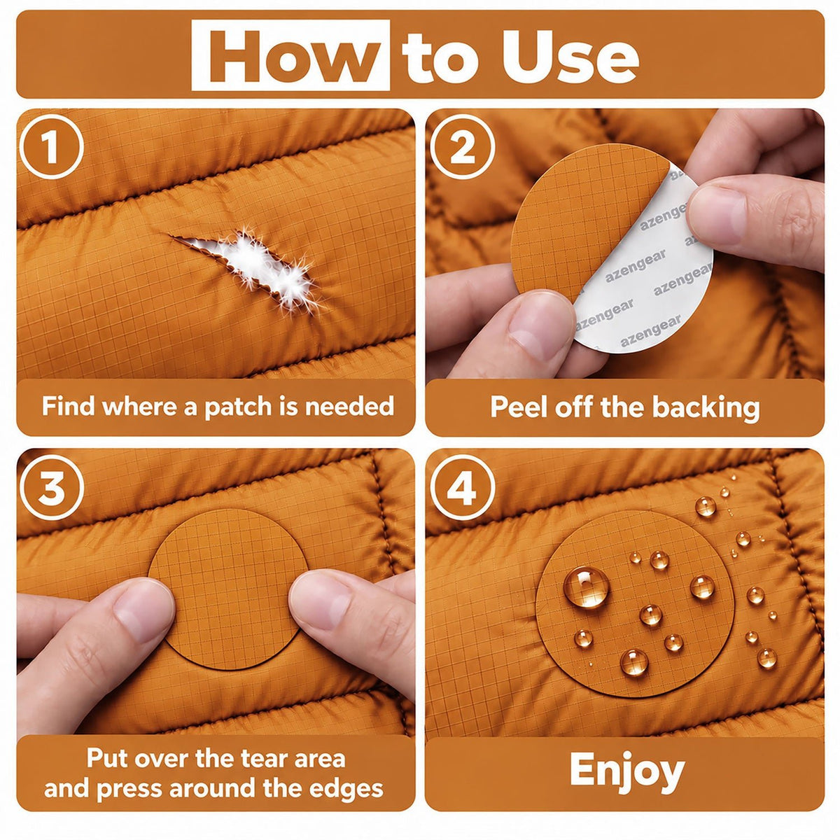 Self-Adhesive Puffer Jacket Repair Patches (30+ Colours) - aZengear
