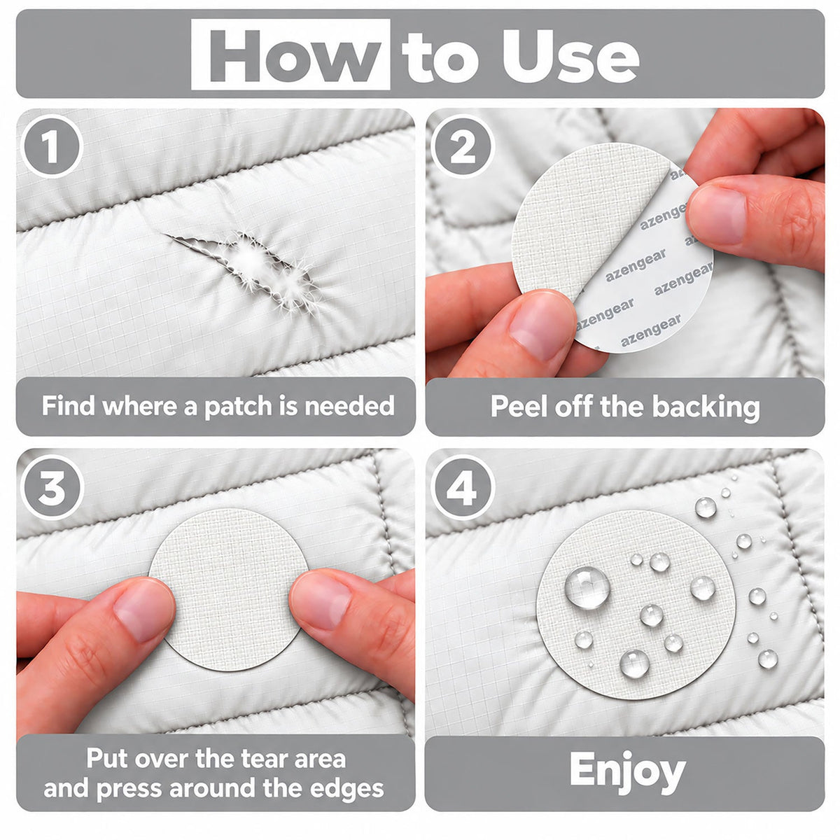 Self-Adhesive Puffer Jacket Repair Patches (30+ Colours) - aZengear