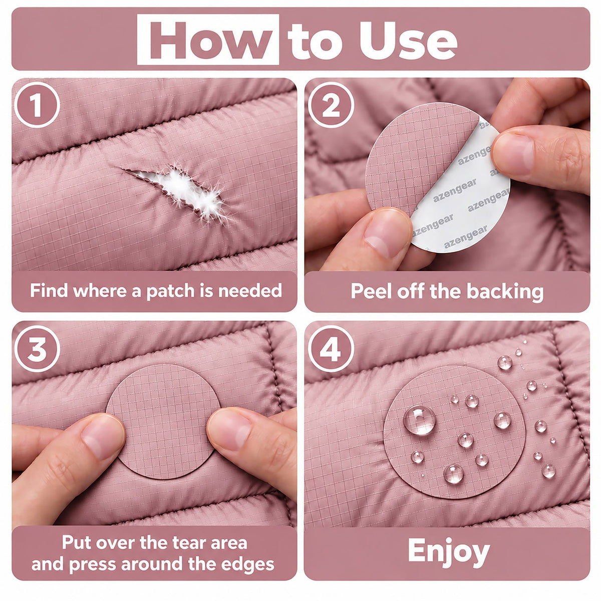 Self-Adhesive Puffer Jacket Repair Patches (30+ Colours) - aZengear