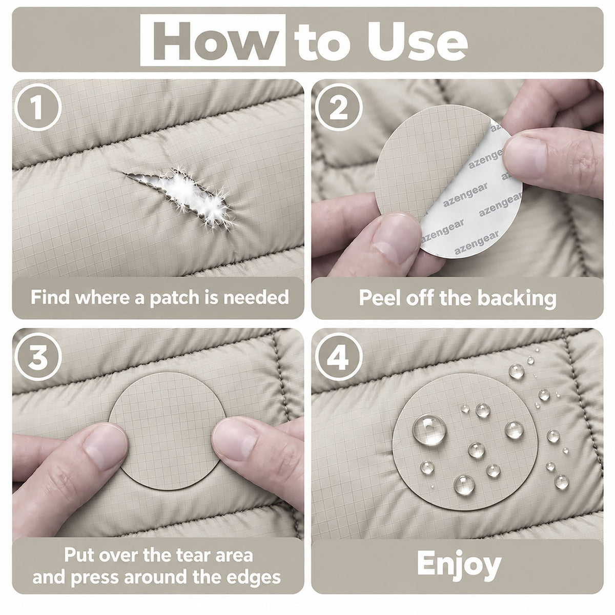 Self-Adhesive Puffer Jacket Repair Patches (30+ Colours) - aZengear