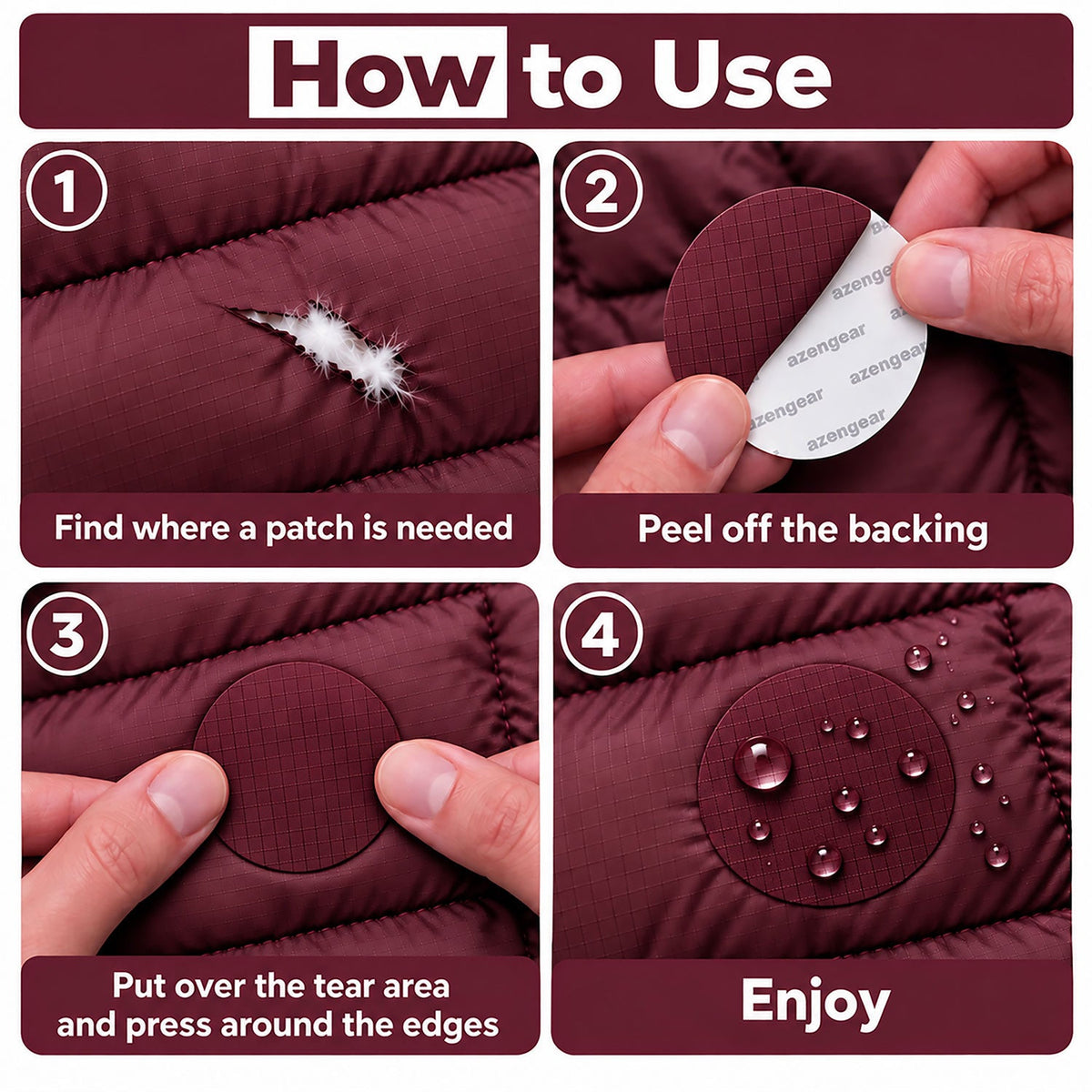 Self-Adhesive Puffer Jacket Repair Patches (30+ Colours) - aZengear
