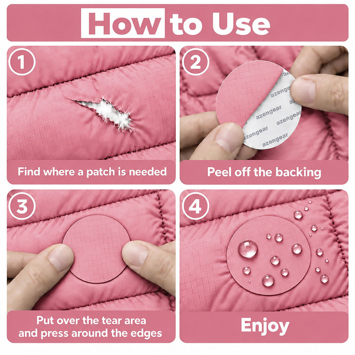Self-Adhesive Puffer Jacket Repair Patches (30+ Colours) - aZengear