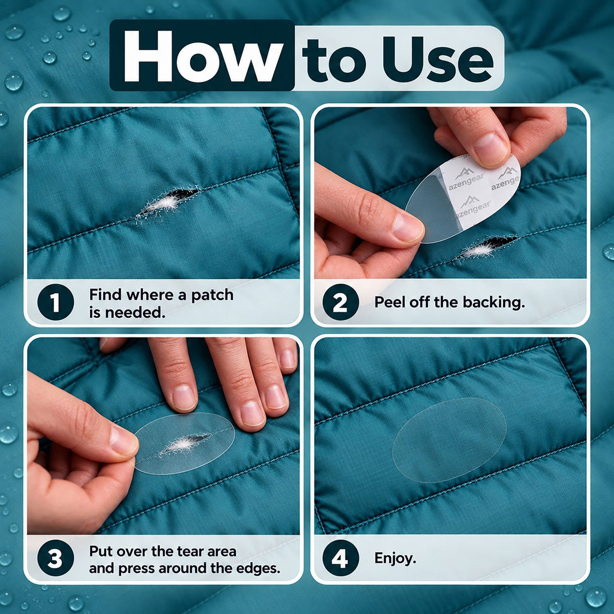 Self-Adhesive Puffer Jacket Repair Patches (30+ Colours) - aZengear