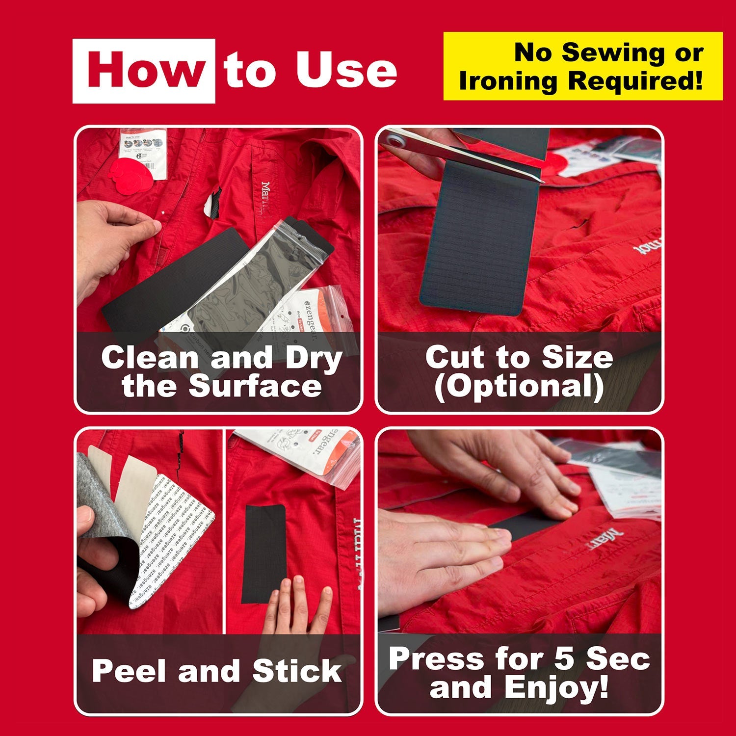 Self - Adhesive, Waterproof Polyester Repair Patches (2 Pack) - aZengear (Artdriver Ltd)