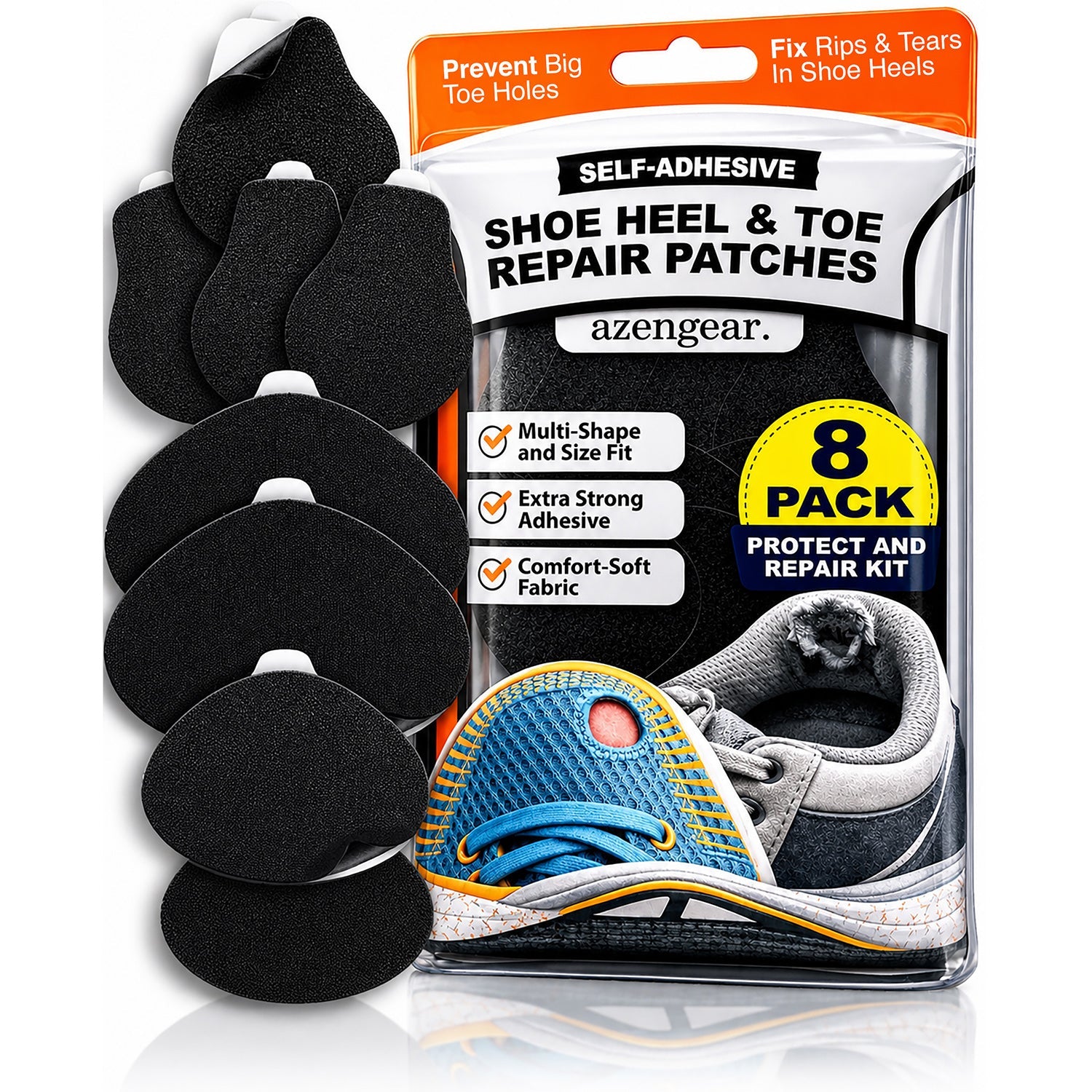 Shoe Heel Repair & Big Toe Hole Preventer Patch Kit Stick On Strong Adhesive Soft Suede Sneakers Boots