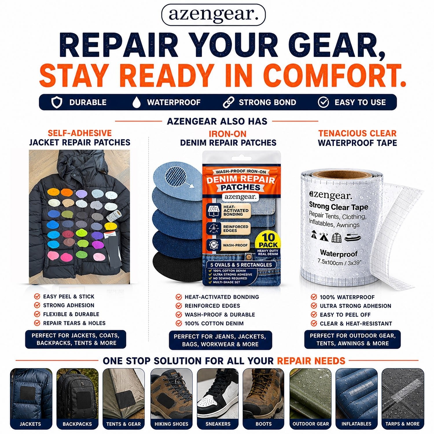 Shoe Heel Repair & Big Toe Hole Preventer Patch Kit - Stick - On, Strong Adhesive, Soft Suede for Sneakers, Boots - aZengear