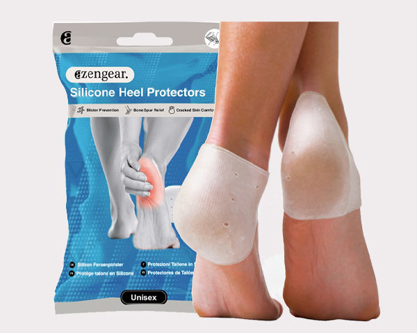 aZengear Silicone Heel Protectors (4pcs) for Shoes | Prevent Blisters, Cracked Heels | Soft Gel Cushion Cups, Ankle Sleeves, Pads, Rubber Guards for Men & Women