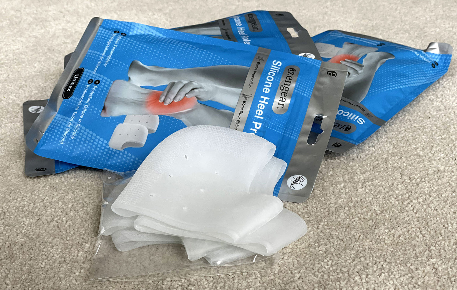 aZengear Silicone Heel Protectors (2 Pairs) for Cracked Heels, Blisters