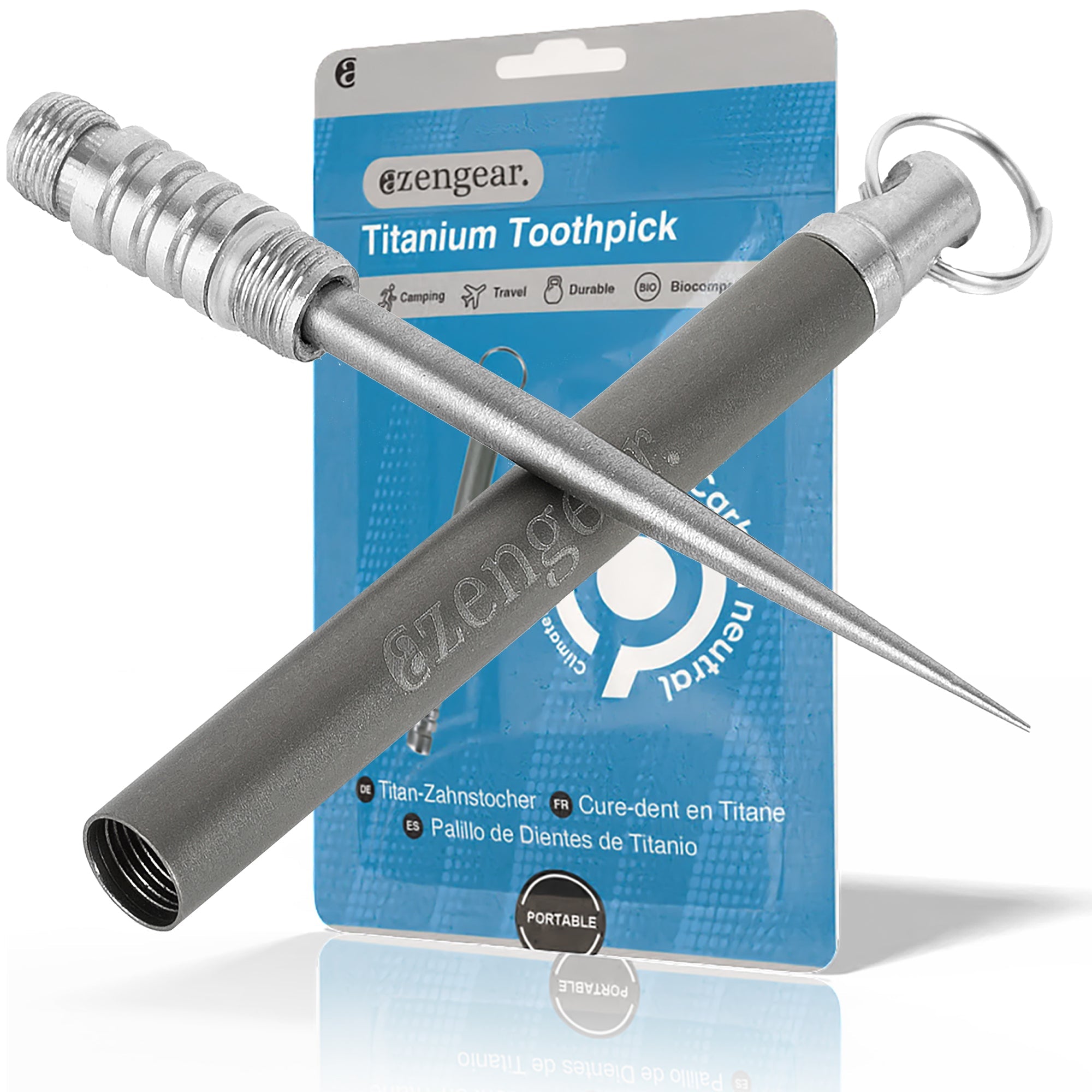 Titanium Toothpick EDC Keyring Portable Reusable Travel