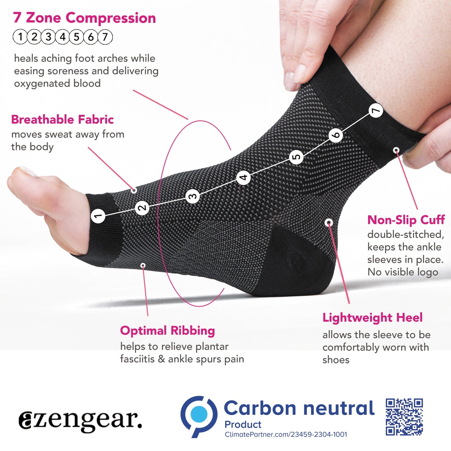 aZengear Ankle Support Compression Sleeves, Plantar Fasciitis Socks