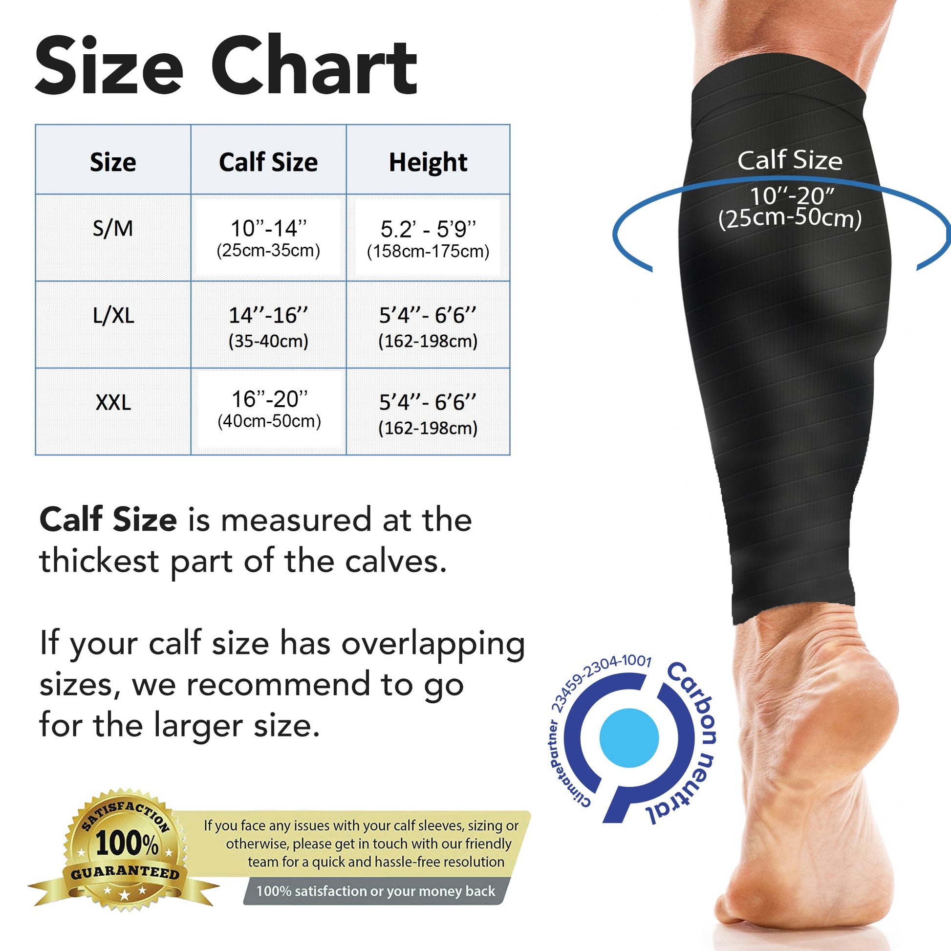 Calf Support Compression Sleeves for Shin Splints (20-30 mmHg / Class 2) (Pair) - aZengear