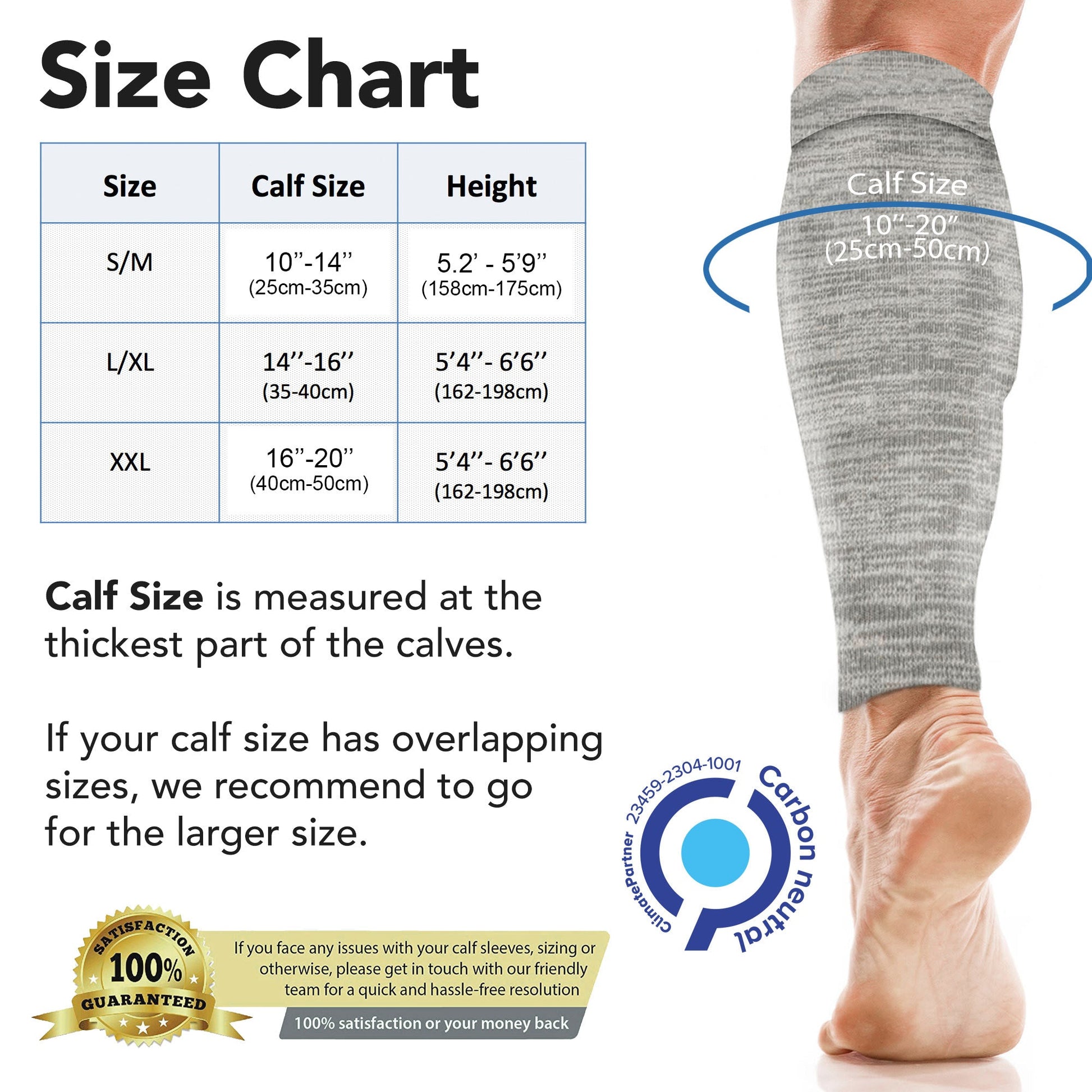 Calf Support Compression Sleeves for Shin Splints (20-30 mmHg / Class 2)  (Pair)