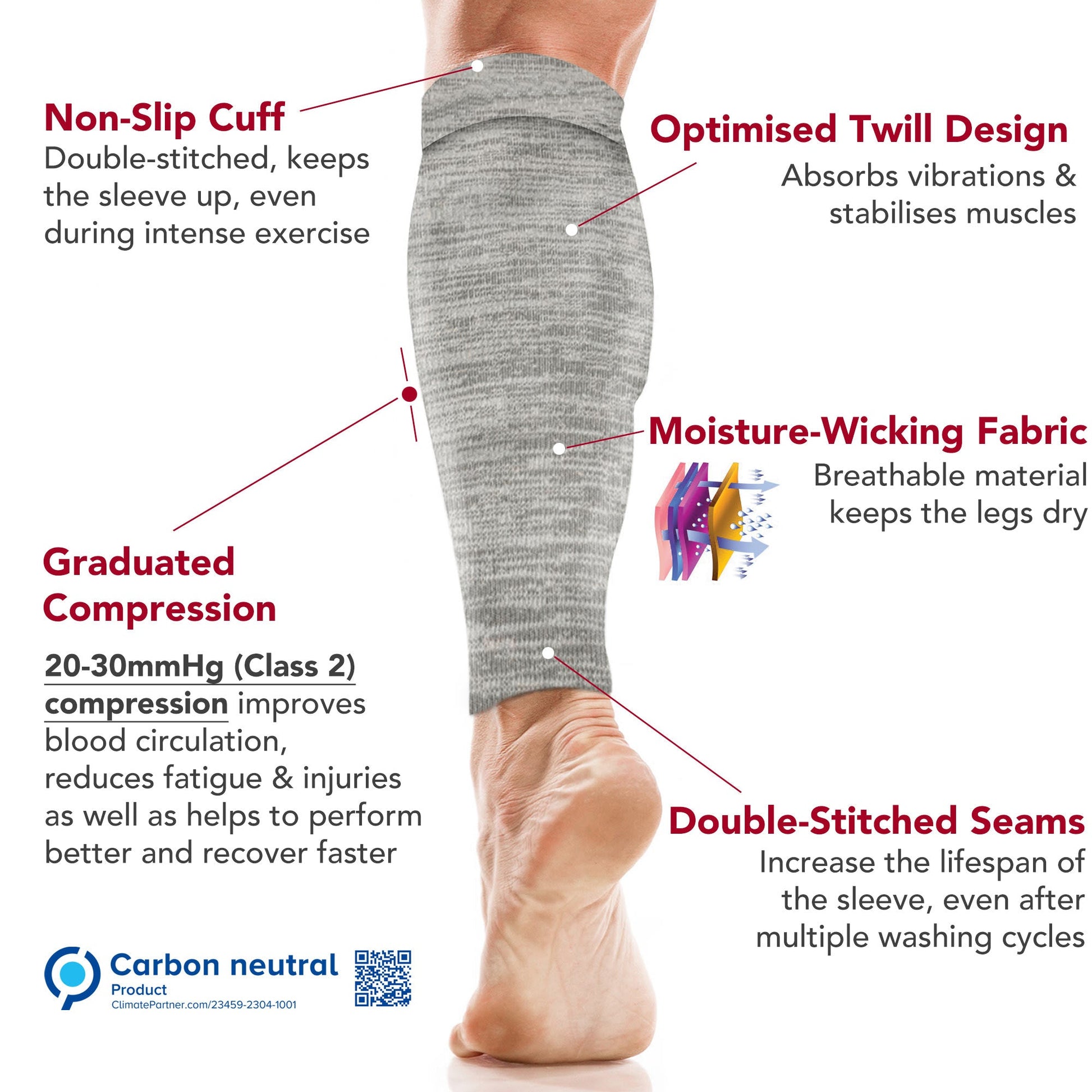 Calf Support Compression Sleeves for Shin Splints (20-30 mmHg / Class 2) (Pair) - aZengear