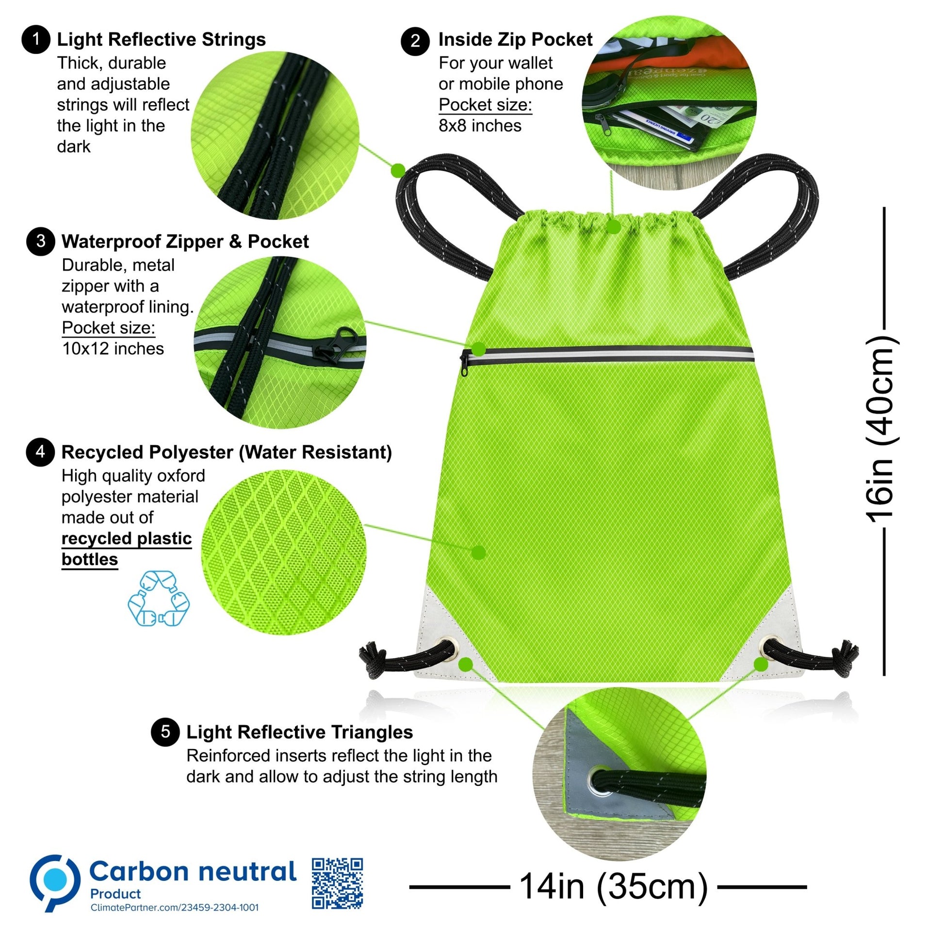 aZengear Waterproof Drawstring Gym Bag for PE, Swim, Sport, Yoga