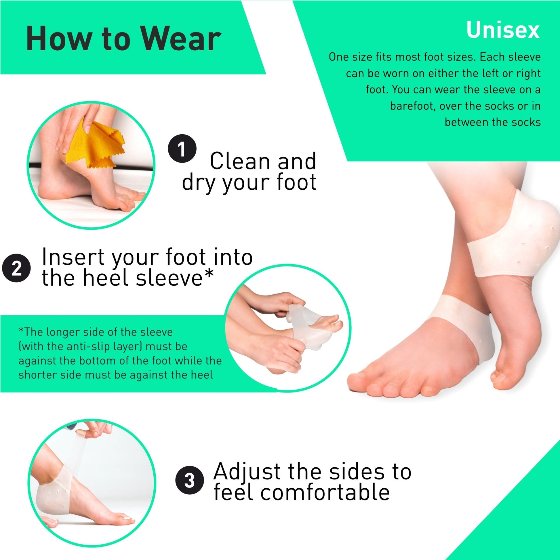 Silicone Heel Protectors (2 Pairs) to Prevent Blisters and Cracked Heels - aZengear