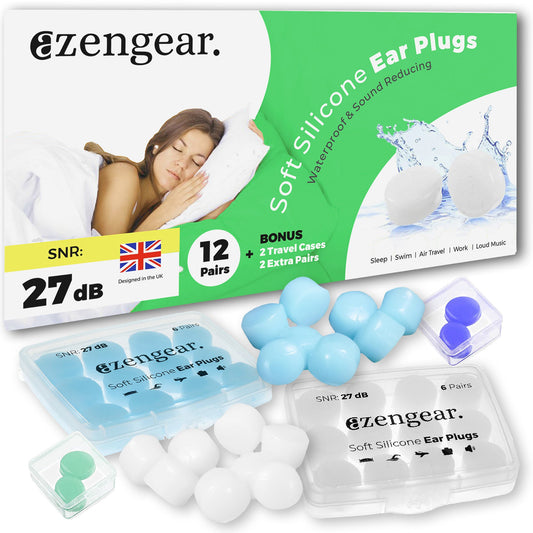 Silicone Wax Ear Plugs (14 Pairs) for Swimming, Sleeping, Anti-Snoring - aZengear